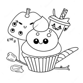 Halloween Cupcake With Spooky Toppings Coloring Page 49913-39469