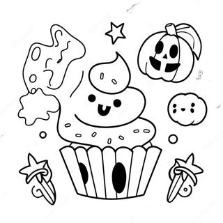 Halloween Cupcake With Spooky Toppings Coloring Page 49913-39470