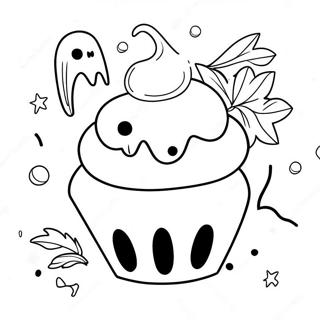 Halloween Cupcake With Spooky Toppings Coloring Page 49913-39472