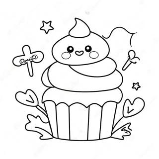 Cute Halloween Cupcake With Ghost Decoration Coloring Page 49914-39481