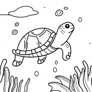 Colorful Turtle Swimming In The Ocean Coloring Page 49924-39491