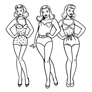 Retro Pin Up Models Coloring Page 49934-39497