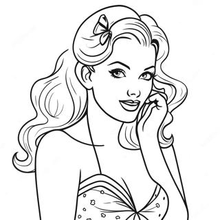 Retro Pin Up Models Coloring Page 49934-39499