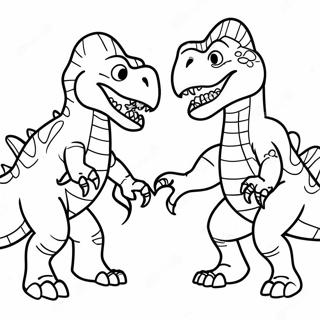 Dinosaur Fighting Coloring Pages