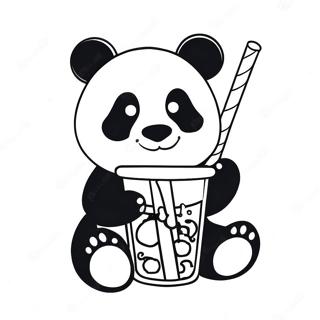 Panda Drinking Boba Coloring Pages