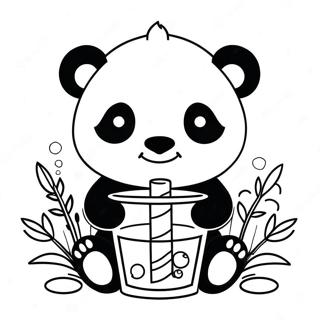 Niedlicher Panda Genießt Boba Ausmalbild 49984-39537