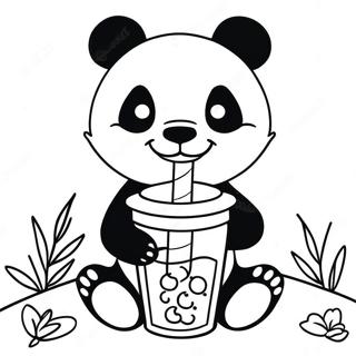 Niedlicher Panda Genießt Boba Ausmalbild 49984-39538