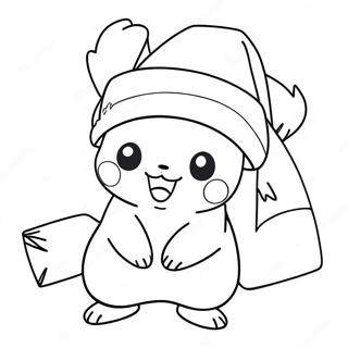 Pikachu With Santa Hat Coloring Page 5001-3977