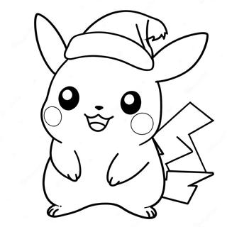 Pikachu With Santa Hat Coloring Page 5001-3980