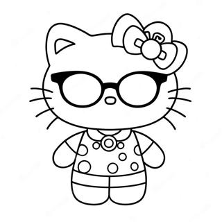 Cute Hello Kitty With Sunglasses Coloring Page 50054-39598