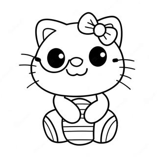 Cute Hello Kitty With Sunglasses Coloring Page 50054-39599