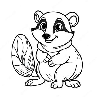 Cheerful Hufflepuff Badger Coloring Page 50104-39647