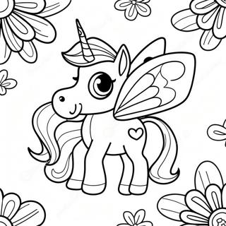 Sparkling Unicorn Butterfly Coloring Page 50154-39679