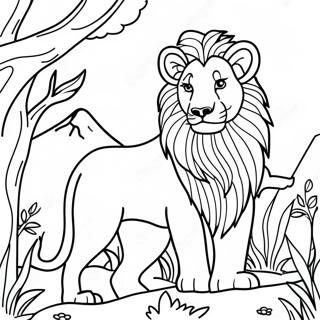 Majestic Lion In The Wild Coloring Page 5021-3993