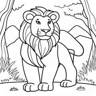 Majestic Lion In The Wild Coloring Page 5021-3994