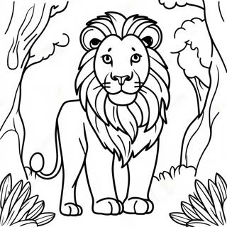 Majestic Lion In The Wild Coloring Page 5021-3995