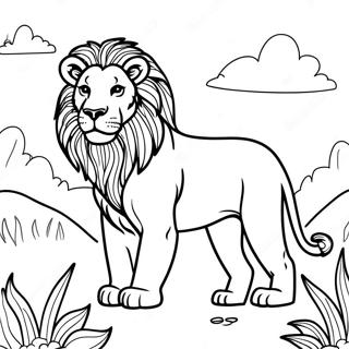 Majestic Lion In The Wild Coloring Page 5021-3996