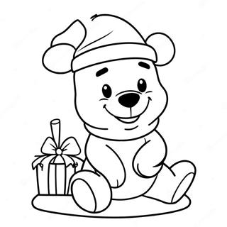 Festive Winnie The Pooh With Santa Hat Coloring Page 50244-39761