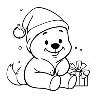 Festive Winnie The Pooh With Santa Hat Coloring Page 50244-39762