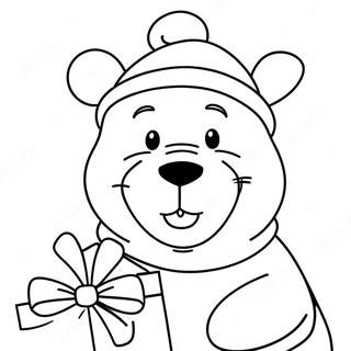 Festive Winnie The Pooh With Santa Hat Coloring Page 50244-39763