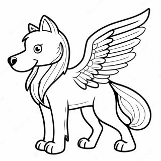 Mythical Wolf With Wings Coloring Pages