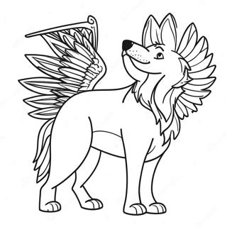 Majestic Wolf With Colorful Wings Coloring Page 50494-39941