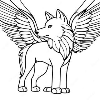 Majestic Wolf With Colorful Wings Coloring Page 50494-39942