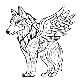 Majestic Wolf With Colorful Wings Coloring Page 50494-39943