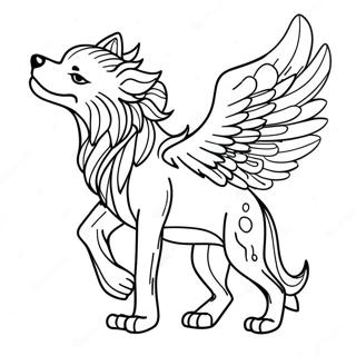 Majestic Wolf With Colorful Wings Coloring Page 50494-39944