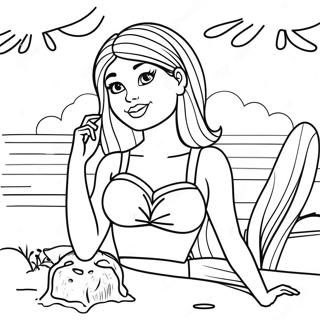 Barbie At The Beach Coloring Pages