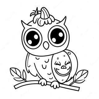 Cute Halloween Owl With Pumpkin Coloring Page 50684-40085