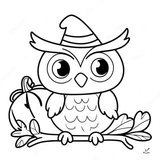 Cute Halloween Owl With Pumpkin Coloring Page 50684-40086