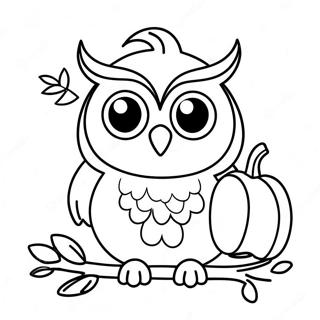 Cute Halloween Owl With Pumpkin Coloring Page 50684-40088