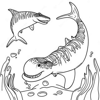 Mosasaurus Megalodon Coloring Page 50723-40120