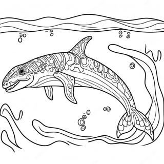 Mosasaurus Swimming In The Ocean Coloring Page 50724-40123