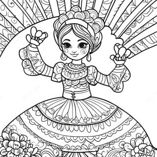 Folklorico Dancer In Colorful Dress Coloring Page 50753-40147