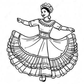 Folklorico Dancer In Colorful Dress Coloring Page 50753-40148