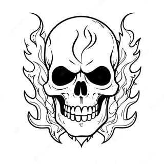 Cool Skull With Flames Coloring Page 50794-40177