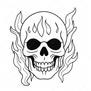 Cool Skull With Flames Coloring Page 50794-40179