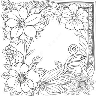 Delicate Flower Border Coloring Page 50914-40267