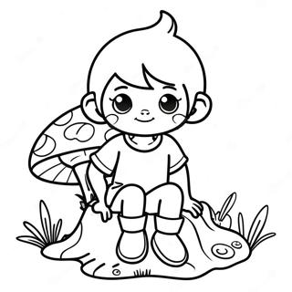 Cute Boy Fairy Sitting On A Mushroom Coloring Page 50934-40281