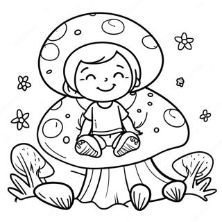 Cute Boy Fairy Sitting On A Mushroom Coloring Page 50934-40282