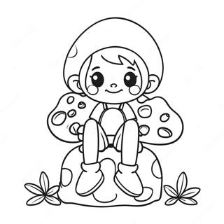 Cute Boy Fairy Sitting On A Mushroom Coloring Page 50934-40283