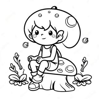 Cute Boy Fairy Sitting On A Mushroom Coloring Page 50934-40284