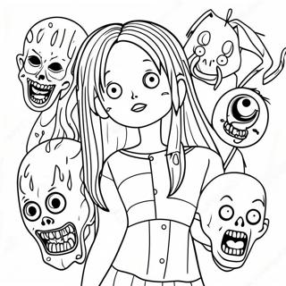 Junji Ito Uhyggelige Karakterer Farvelægningsside 51024-40356