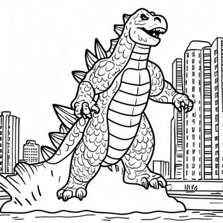 Godzilla 2000 Destroying City Coloring Page 51264-40558