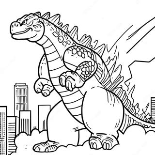 Godzilla 2000 Destroying City Coloring Page 51264-40559