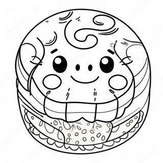 Cute Mooncake With Smiling Face Coloring Page 51294-40578