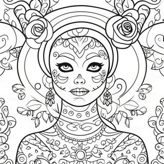 Girly Female Sugar Skull Coloring Page 51423-40669