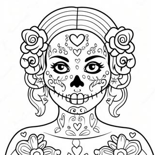 Girly Female Sugar Skull Coloring Page 51423-40670